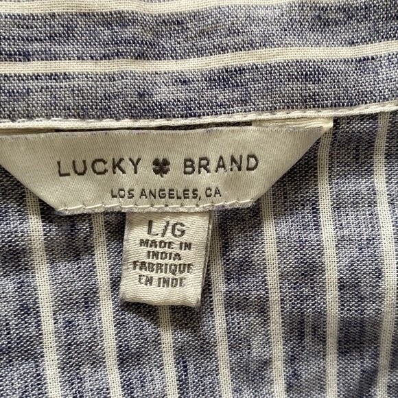 Lucky Brand Striped Button Up Tunic Shirt Long Sleeve Cotton Chest Pocket - Picture 12 of 16